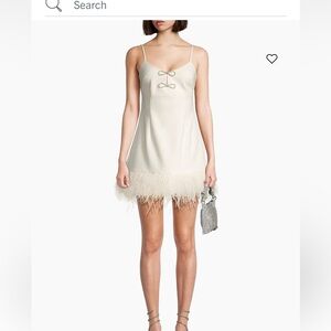 Likely Cream Mini Dress with Feather Trim
